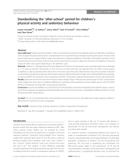 Standardising the `after-school` period for children`s - DRO