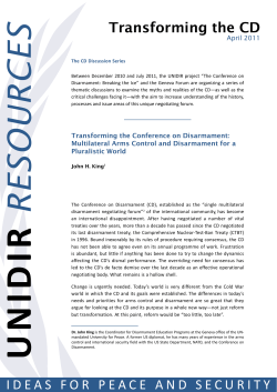 Multilateral Arms Control and Disarmament