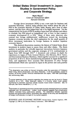 United States Direct Investment in Japan: Studies in Government