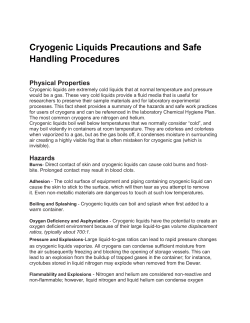 Cryogenic Liquids Precautions and Safe Handling Procedures