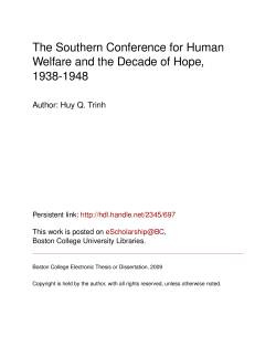The Southern Conference for Human Welfare and the Decade of