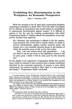 Prohibiting Sex Discrimination in the Workplace: An Economic