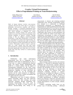 Creative Virtual Environments: Effect of Supraliminal Priming on
