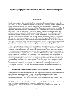 Regulating Employment Discrimination in China: A Socio