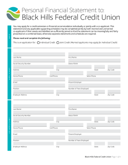 Personal Financial Statement - Black Hills Federal Credit Union