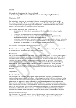DRAFT Job profile for President of the Executive Board of the