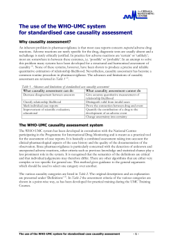 The use of the WHO-UMC system for standardised case causality