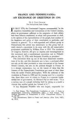 france and pennsylvania: an exchange of greetings in 1791