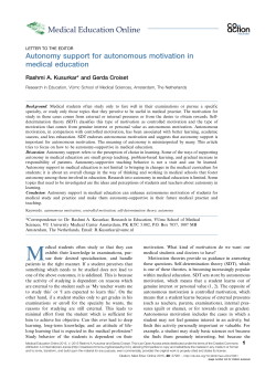 Autonomy support for autonomous motivation in medical education