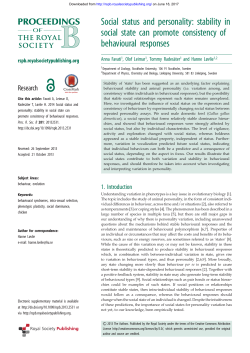 Social status and personality - Proceedings of the Royal Society B