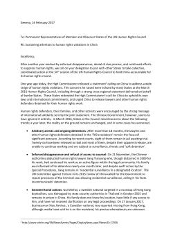 a joint letter yesterday to Permanent Missions to the UN in