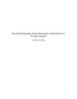 The Constitutionality of Four Provisions of the Patriot Act A Legal