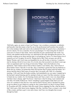 Hooking Up: Sex, Alcohol and Regret Wellness Center Forum Well
