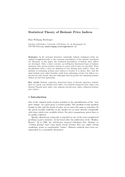Statistical Theory of Hedonic Price Indices