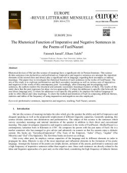 The Rhetorical Function of Imperative and Negative Sentences in
