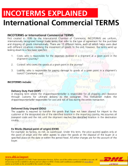 INCOTERMS EXPLAINED International Commercial TERMS
