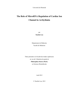The Role of MicroRNA Regulation of Cardiac Ion Channel