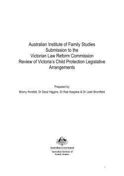 Review of Victoria`s child protection legislative arrangements