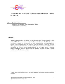 Incentives and Principles for Individuals in Rawls` Theory of