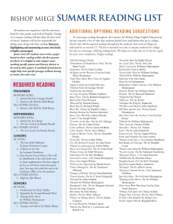 Summer Reading List - Bishop Miege High School