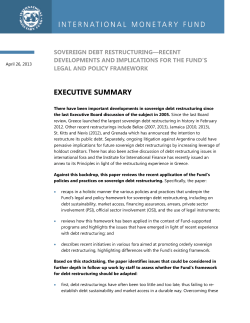Sovereign Debt Restructuring—Recent Developments and
