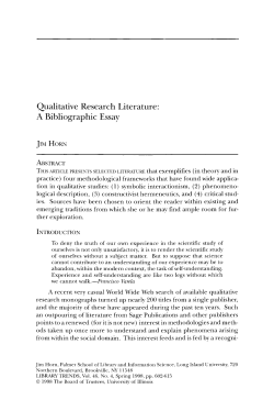 Qualitative Research Literature: A Bibliographic Essay