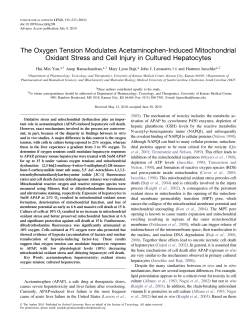 The Oxygen Tension Modulates Acetaminophen