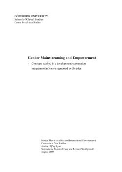 Gender Mainstreaming and Empowerment