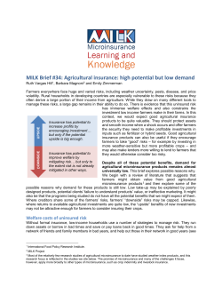 MILK Brief #34: Agricultural insurance: high potential but low demand