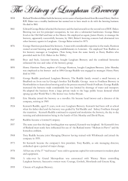 Brewery Timeline and Memories - Langham Village History Group