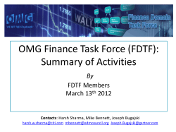 OMG Finance Task Force Approach to Financial Services Semantics