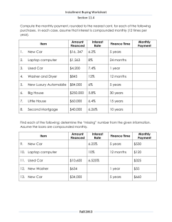 Installment Buying Worksheet