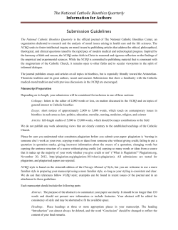 Information for Authors - National Catholic Bioethics Center