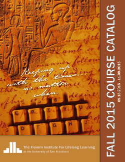 Fromm Institute Course Catalog Fall 2015