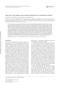 China`s dairy crisis: impacts, causes and policy implications for a