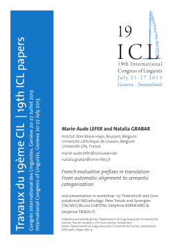 Travaux du 19ème CIL | 19th ICL papers C