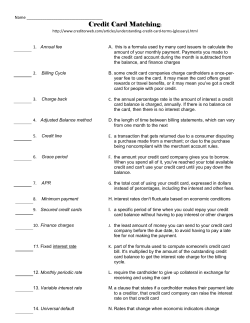 Credit Card Matching