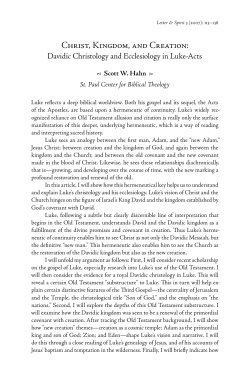 Christ, Kingdom, and Creation - St. Paul Center for Biblical Theology
