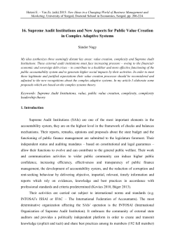 16. Supreme Audit Institutions and New Aspects for Public Value