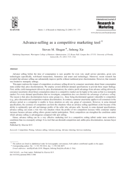 Advance selling for services - Warrington College of Business