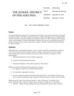 Bullying/Cyberbullying - The School District of Philadelphia