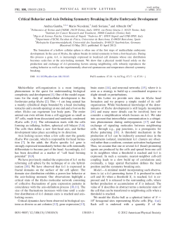 Critical Behavior and Axis Defining Symmetry Breaking in Hydra