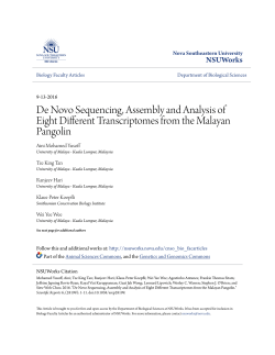 De Novo Sequencing, Assembly and Analysis of Eight