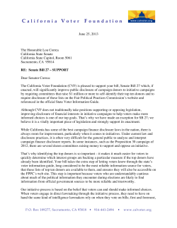 Senate Bill 27 &ndash; SUPPORT - California Voter Foundation