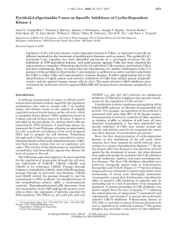 Pyrido[2,3-d]pyrimidin-7-ones as Specific Inhibitors of Cyclin