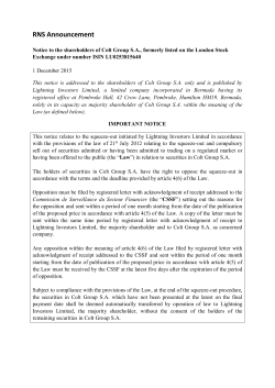 1 December 2015 - Lightning Investors Limited Notification0.2mb PDF