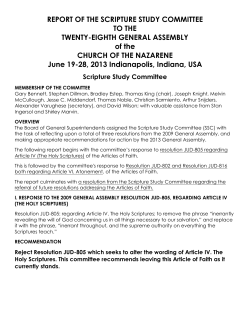 The Scripture Study Committee Report 2013