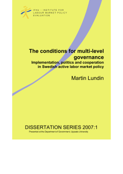 The conditions for multi-level governance Martin Lundin
