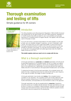 Thorough examination and testing of lifts