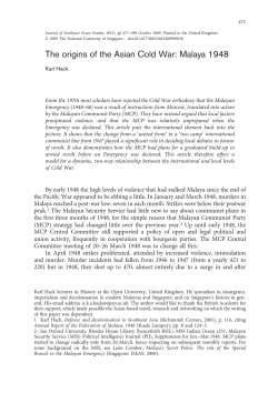 The origins of the Asian Cold War: Malaya 1948